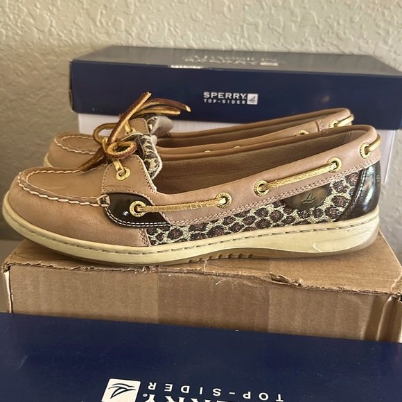 Sperry Top Sider Angelfish 9102815 Women’s Sequin Leopard Boat Shoes Size 8.5 - Picture 1 of 11